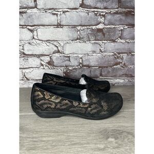 Dansko Olivia Bronze Black Snake Print Comfort Clogs Shoes Women Sz 37EU/6.5M US